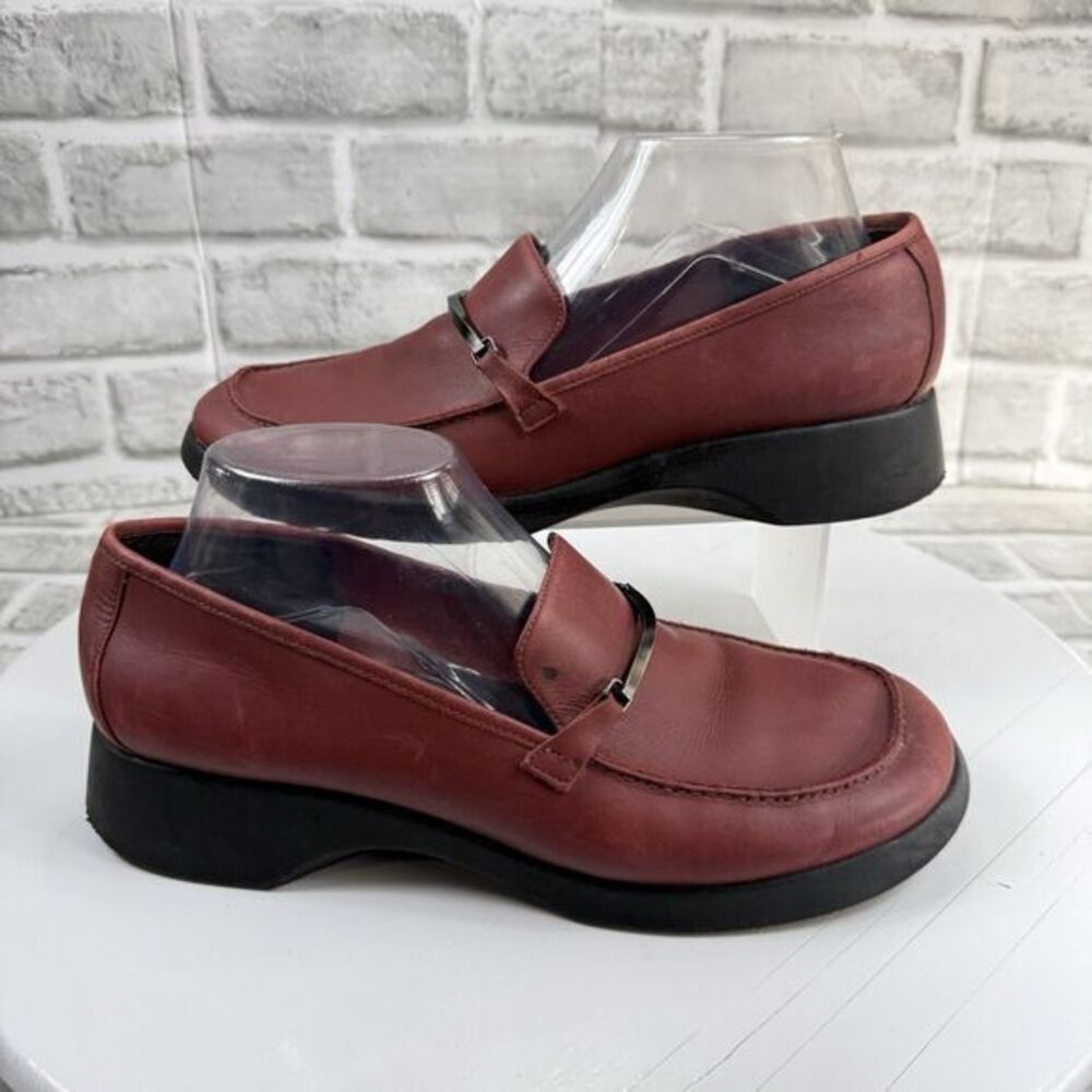Bass Women’s Size 10 Red Leather Wedge Vintage 90s Comfort Loafers